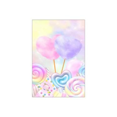 Imagem de Painel De Festa Vertical 1,50 x 2,20 - Algodão Doce e Pirulitos Candy 