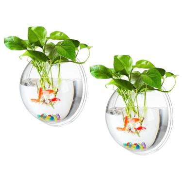 Imagem de MeiBoAll Tigela de peixe de parede, 2 peças de 230 ml para parede com bolha de peixe de acrílico transparente Betta aquário parede planta planta planta planta plantas plantas plantas plantas plantas plantas plantas plantas plantas plantas plantas plantas plantas