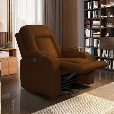 Imagem de Poltrona Do Papai Reclinável Giratória E Balanço Crihs Manual Glider Pu Caramelo G23 - Gran Belo