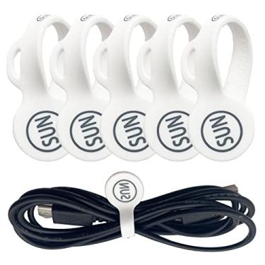 Imagem de SUNFICON Organizadores de cabos magnéticos, clipes de cabo, fones de ouvido, prendedores de livros, quadro branco, quadro de avisos, ímãs de geladeira, gerentes de cabos USB, alças para casa, cozinha, escritório, escola, pacote com 5, branco