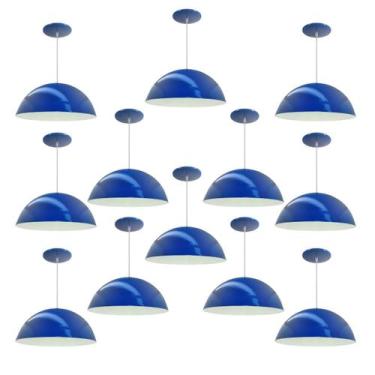Imagem de Kit 12 Luminária Pendente Meia Lua 34cm Com Interior Branco Brilho Com