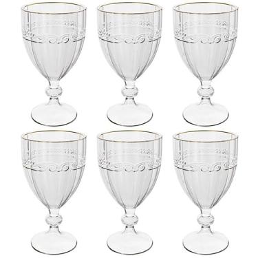 Imagem de Kit 6 Taças Cristal 330ml Fio de Ouro Imperial Lyor Avulsa Servir Sucos Água Drinks Mesa Posta