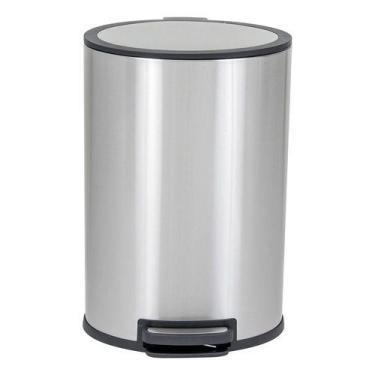 Imagem de Lixeira De Metal Para Cozinha Com Pedal 40l - Genérica, Prateado