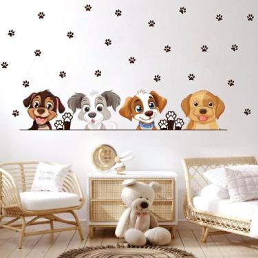 Imagem de Adesivo De Parede Cachorros Fofos E Patinhas Cachorrinhos - Adesivos K