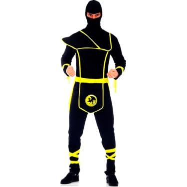 Imagem de Fantasia de Ninja Adulto Masculino Mortal Kombat (Preto/Amarelo, GG 50-52)