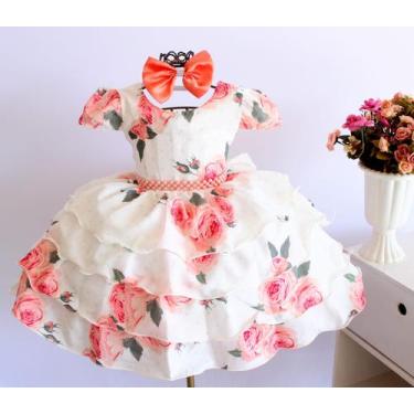 Imagem de Vestido Juvenil Floral Festa Luxo Diversas Cores E Tiara - Pingo de ge