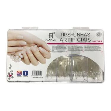 Imagem de Kit Caixa 500 Unhas Postiças Efeito Natural Transparente Tamanho norma