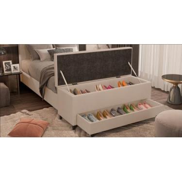 Imagem de Puff Báu Sapateria Queen 158x50x45 - Móveis Digital, Corano Areia