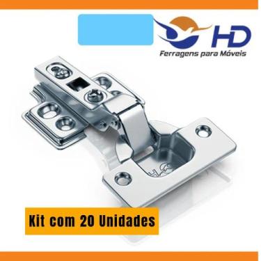 Imagem de Kit Com 20 Dobradiça Pistão Calço Fixo Inox Curva - HD Ferragens