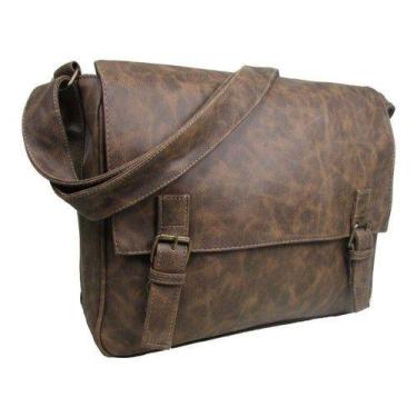 Imagem de Bolsa Pasta Transversal Tiracolo Carteiro Notebook Fivela - CDP, Marro