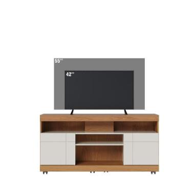 Imagem de Rack Yara Para TV até 47 Polegadas Com 2 Portas de Giro Freijó/ Off Wh