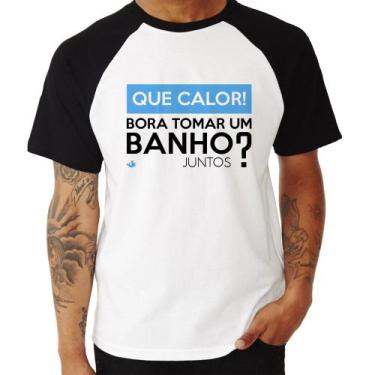 Imagem de Camiseta Raglan Que calor! Bora tomar um banho juntos - Foca na Moda, 