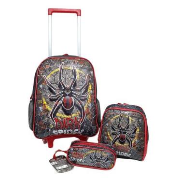 Imagem de Kit Mochila de Rodinhas Com Lancheira e Estojo Dark Spider - ELLO