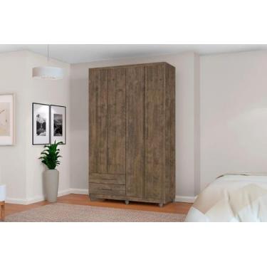 Imagem de Roupeiro / Guarda Roupas TI Solteiro 4 Portas Cor Canela - SM