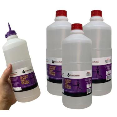 Imagem de Kit 3 Litros Silicone Profissional Para Lubrificar Esteira Elétrica Re