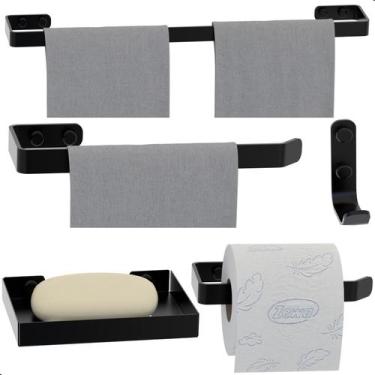 Imagem de Kit de Acessórios Para Banheiro Preto Fosco 5 Peças UN.Plus - Unidas
