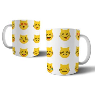 Imagem de Caneca Branca Personalizada Presente Emoji Gato Gatinho - GMH Prod. Se