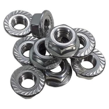 Imagem de Porca Sextavada M10 Flangeada Serrilhada Inox - 25 Peças - GB ELETRICA