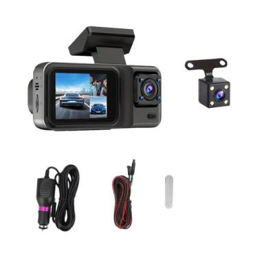 Imagem de Dash Cam 1080p 3 Canais com Câmera Traseira - DVR para Veículo, 3 cana