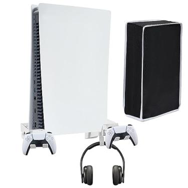 Imagem de Wall Mount Holder for Playstation 5(PS5), 5 in 1 Sturdy Wall Mount Bracket for PS5 , Detachable Controller & Headphone Holder , Heat Dissipation,with Spirit Level and Non-Slip Mat (with dust cover)