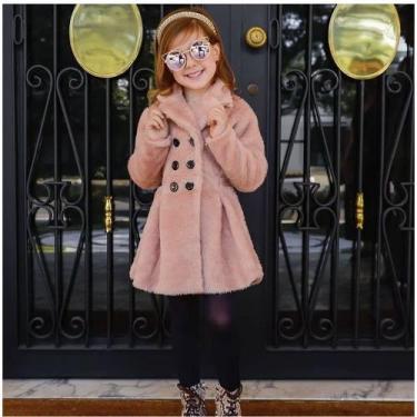 Imagem de Casaco Sobretudo Infantil de Pelinho - innvistamoda, 10, Rosa