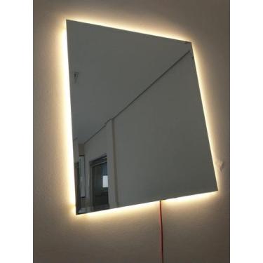 Imagem de Espelho lapidado bisotê Iluminado com LED quente - 70x100cm - Woodglas