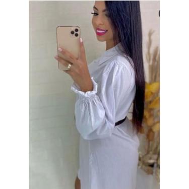 Imagem de Vestido chamise com punho chemise - estacaomix, Branco, M