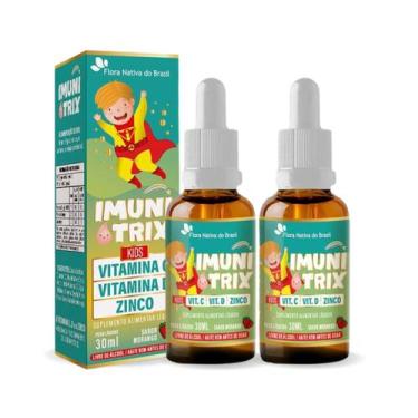 Imagem de Kit 2 Vitaminas C D e Zinco Imunitrix Kids Gotas Sabor Morango 30ml Fl