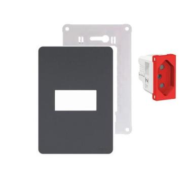 Imagem de Conjunto 4x2 Tomada 20A Verm. Orion Schneider Preto St.Black