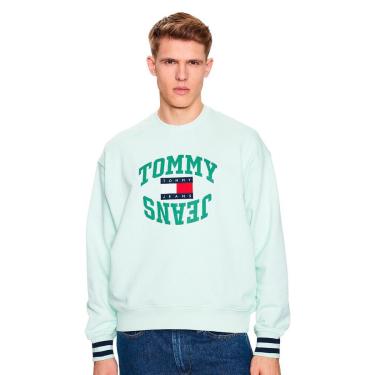 Imagem de Moletom Tommy Jeans Masculino Crewneck Boxy Arched Logo Verde Claro-Masculino