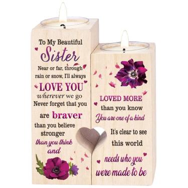 Imagem de Castiçal Zailaiyidan Madeira de pinho em forma de coração com vela