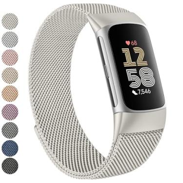 Imagem de Vanjua Pulseira de substituição ajustável para Fitbit Charge 6 compatível com Fitbit Charge 6 Fitness Tracker (Starlight)