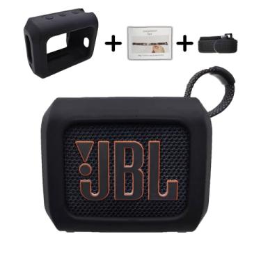 Imagem de xcivi Capa de silicone para alto-falante Bluetooth JBL Go 4, ultra portátil, proteção diária, viagens e atividades com impacto (preto)