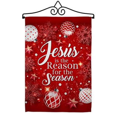 Imagem de Breeze Decor Conjunto de bandeira de jardim Jesus is the Reason para pendurar na parede, presépio de inverno, três reis, religiosos, família, estação, natal, inverno, casa cristã pequena, presente de quintal, dupla face, feito nos EUA