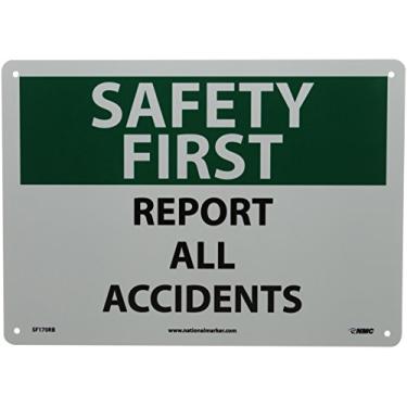 Imagem de National Marker SF170RB Placa "Safety First, Report All Accidents", plástico rígido, 25,4 cm x 35,5 cm