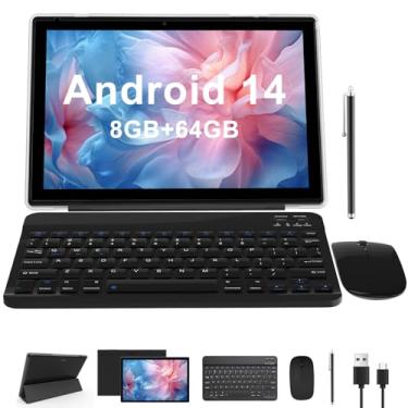 Imagem de NOVOJOY Tablet 2 Em 1 de 10" Android 12 os Tableta, Tablets com Teclado, Mouse, Estojo, Caneta, 64 Gb Rom + 4 Gb Ram, Câmera Dupla de 2 Mp + 8 Mp, Processador Quad Core, Bateria de 6000 Mah, Guia Fhd