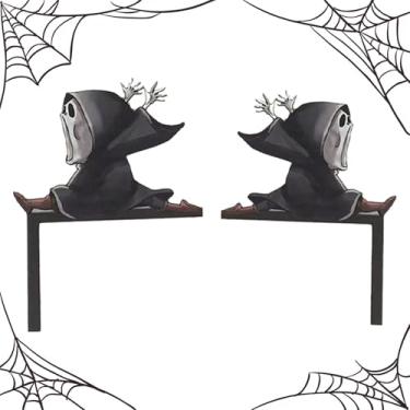 Imagem de Topper de porta de Halloween, decorações de topo de porta de Halloween | Decoração de placa de canto de porta de abóbora - Esqueleto de porta canto sinal porta topper decoração para varanda jardim dec