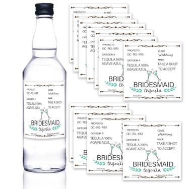 Imagem de 16 peças de etiquetas de garrafa de vinho para presente de dama de honra, etiquetas autoadesivas de tequila, adesivos de vinho de padrinho de festa nupcial, etiqueta de tribo de noiva, presente de