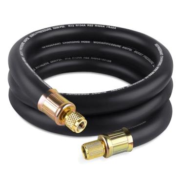 Imagem de Boltigen Mangueira de refrigeração a vácuo de 1/5.1 cm, mangueira de bomba de vácuo HVAC preta de alto fluxo com encaixe de alargamento de 3/8 a 1/4, mangueira de refrigerante certificada a vácuo de