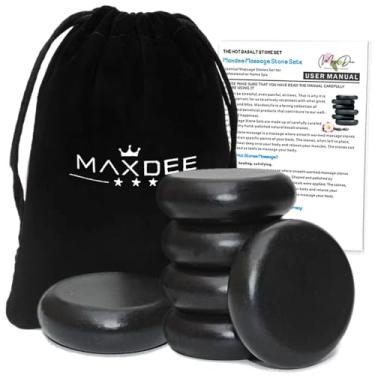 Imagem de Maxdee Pedras quentes essenciais para massagem, 6 pedras quentes grandes, kit de massagem, pedras quentes para spa profissional ou doméstico, aquecedor de pés, relaxante, cura, alívio da dor, 7 cm