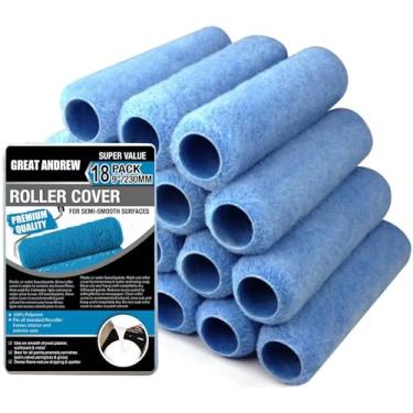 Imagem de Great Andrew Pacote com 18 capas de rolo de pintura 23 cm 3/8 soneca, fibras densas, kit de rolo de pintura grande para pintura texturizada, superfícies ásperas, lisas, paredes, pisos, casa