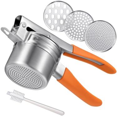 Imagem de AMOHEE espremedor de batatas, espremedor de batatas grande de aço inoxidável de 15 onças/425 g com design resistente e espremedor de alça antiderrapante para purê de batatas e prensa de alim