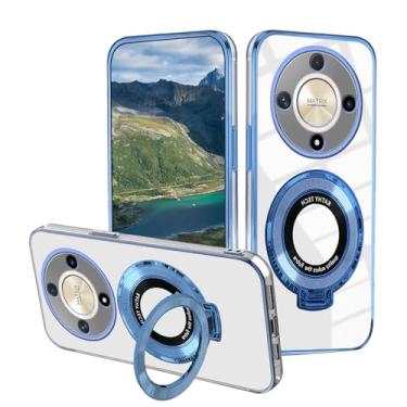 Imagem de Capa compatível com Honor Magic 6 Lite com suporte magnético, capas de telefone Honor Magic 6 Lite silicone transparente para montagem de carro acessórios Funda à prova de choque capa protetora