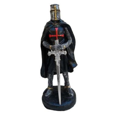 Imagem de Cavaleiro Templário Guerreiro Medieval Preto Estátua Espada - Mahalo A