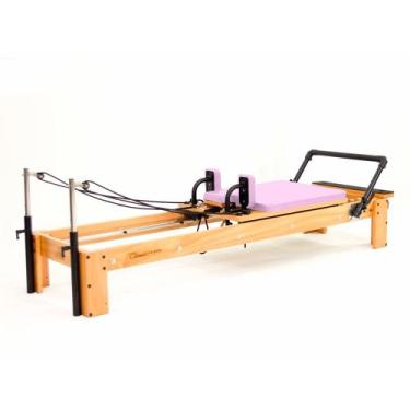 Imagem de Aparelho de Pilates Reformer Classic Rosa com Plataforma de Extensão -