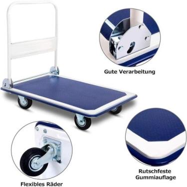 Imagem de Carrinho Carga Plataforma 150kg 4 Rodas Ferro Reforçada - Yeet