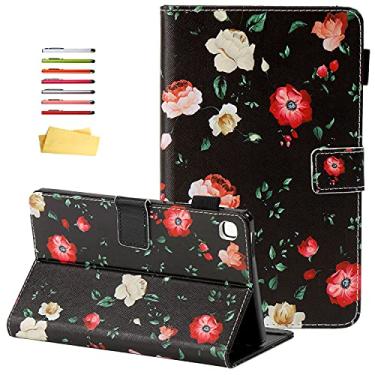 Imagem de UUcovers Capa para Samsung Galaxy Tab A7 Lite 22.1 cm 2021 modelo SM-T225/T220 com bolsos para lápis, suporte em vários ângulos, de couro PU magnético, à prova de choque, capa fólio traseira, rosa e