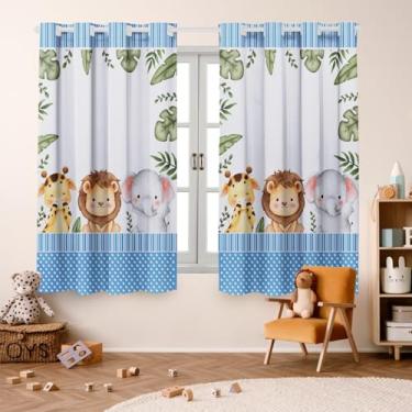 Imagem de Cortina Infantil 2,00x1,50 Decoração Divertida para Quarto de Criança (Safari Baby Rosa)