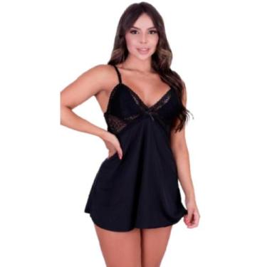 Imagem de Camisola Sensual Com Renda Feminina Decote Nas Costas Alças Ajustáveis