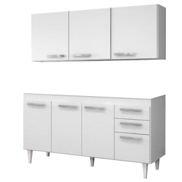 Imagem de Armário Aéreo Parma e Balcão Gabinete de Pia Lisboa 150cm Branco - Lum